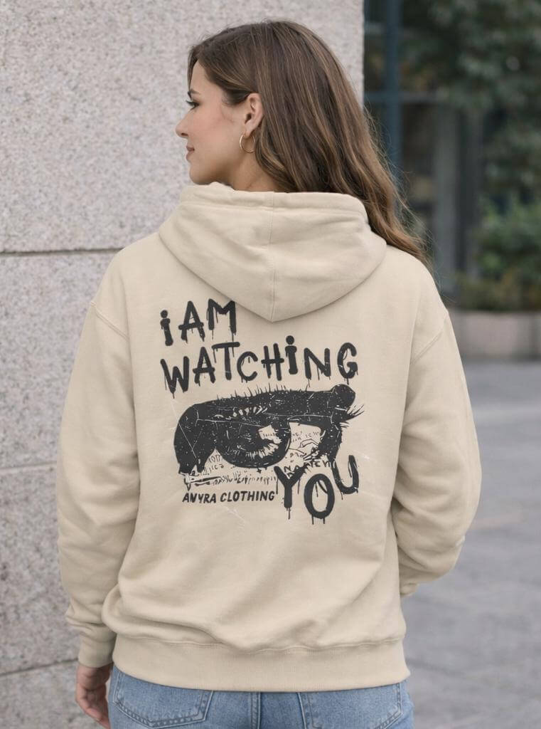 Avyron Clothing glitch text keep it clean eye back print hoodie