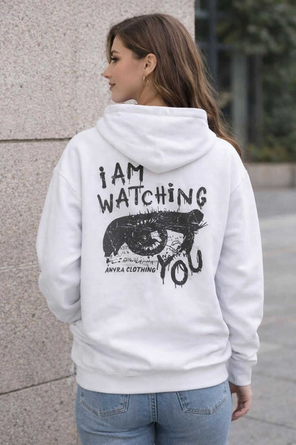 Avyron Clothing glitch text keep it clean eye back print hoodie