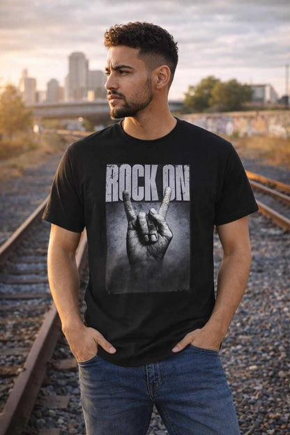 Avyron Clothing rock on skull hand gesture graphic tee