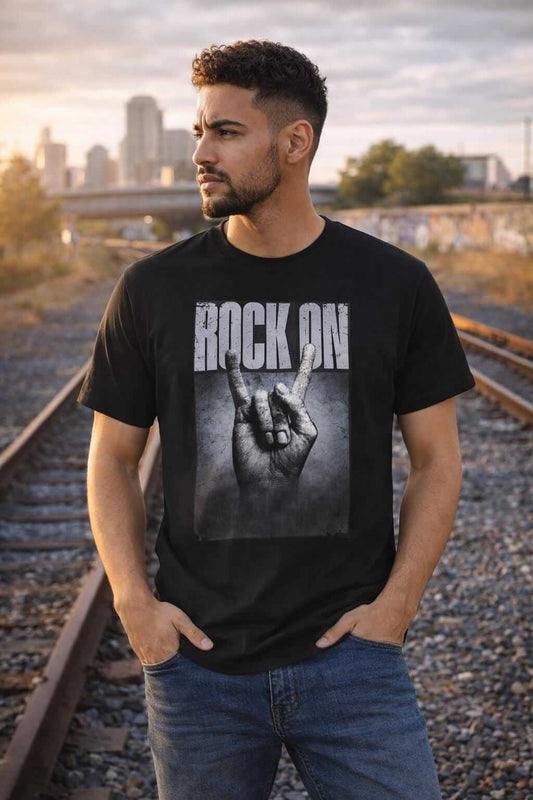 Avyron Clothing rock on skull hand gesture graphic tee