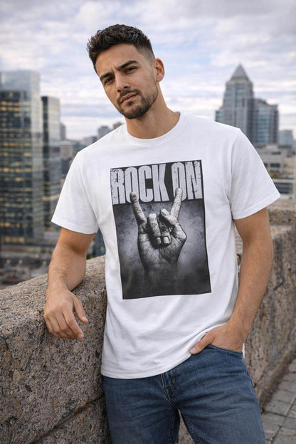 Avyron Clothing rock on skull hand gesture graphic tee