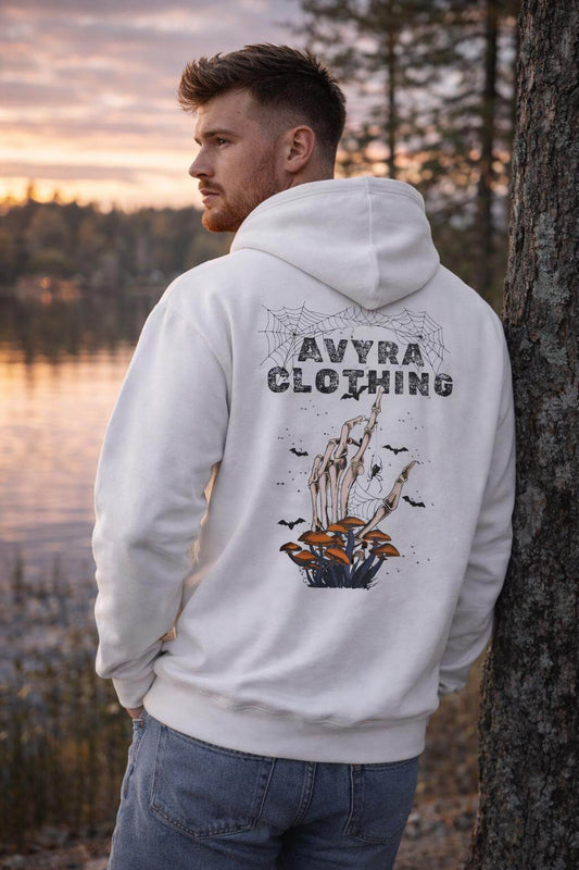 Avyron Clothing botanical mushrooms birds graphic hoodie