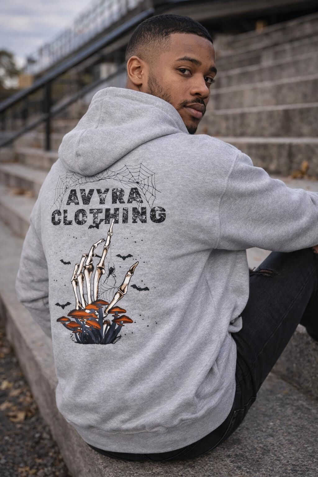Avyron Clothing botanical mushrooms birds graphic hoodie