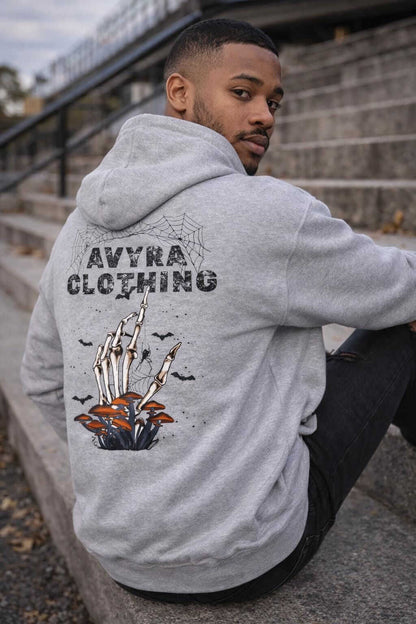 Avyron Clothing botanical mushrooms birds graphic hoodie