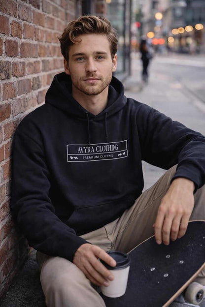 Avyron Clothing famous repeat typography branded streetwear logo hoodie