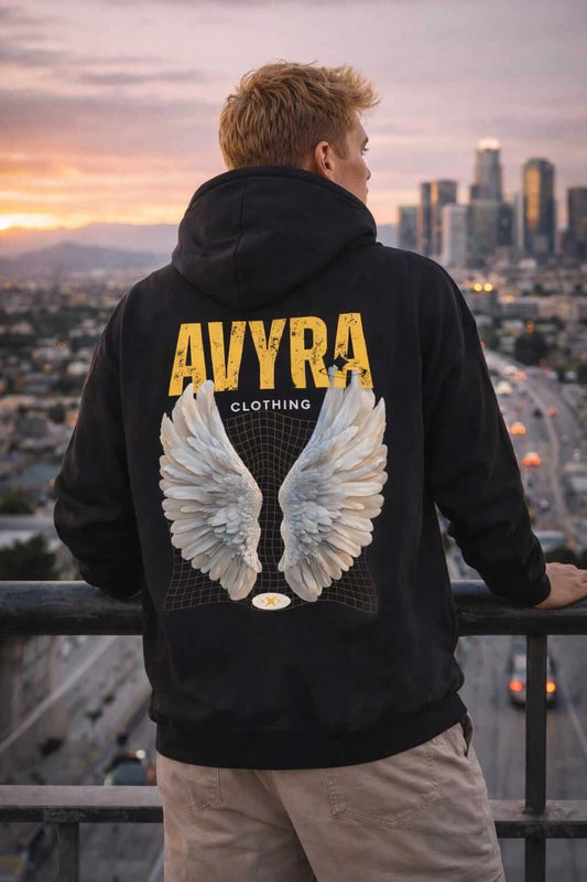 Avyron Clothing angel wings AVYRA grid graphic hoodie