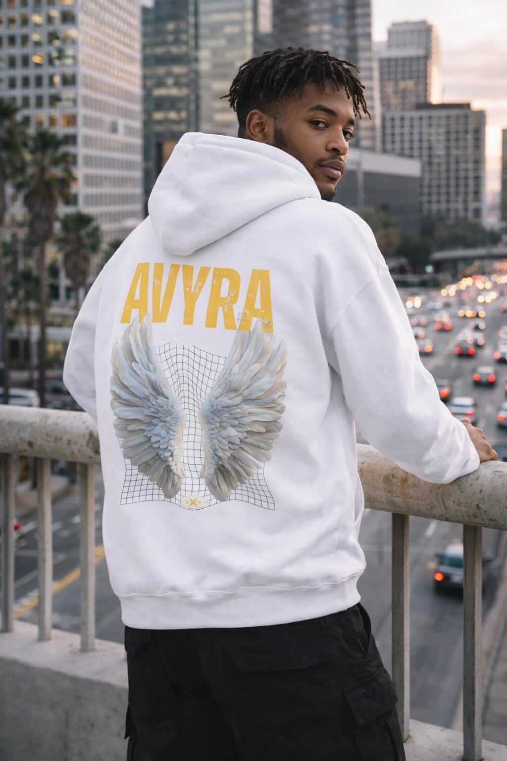 Avyron Clothing angel wings AVYRA grid graphic hoodie
