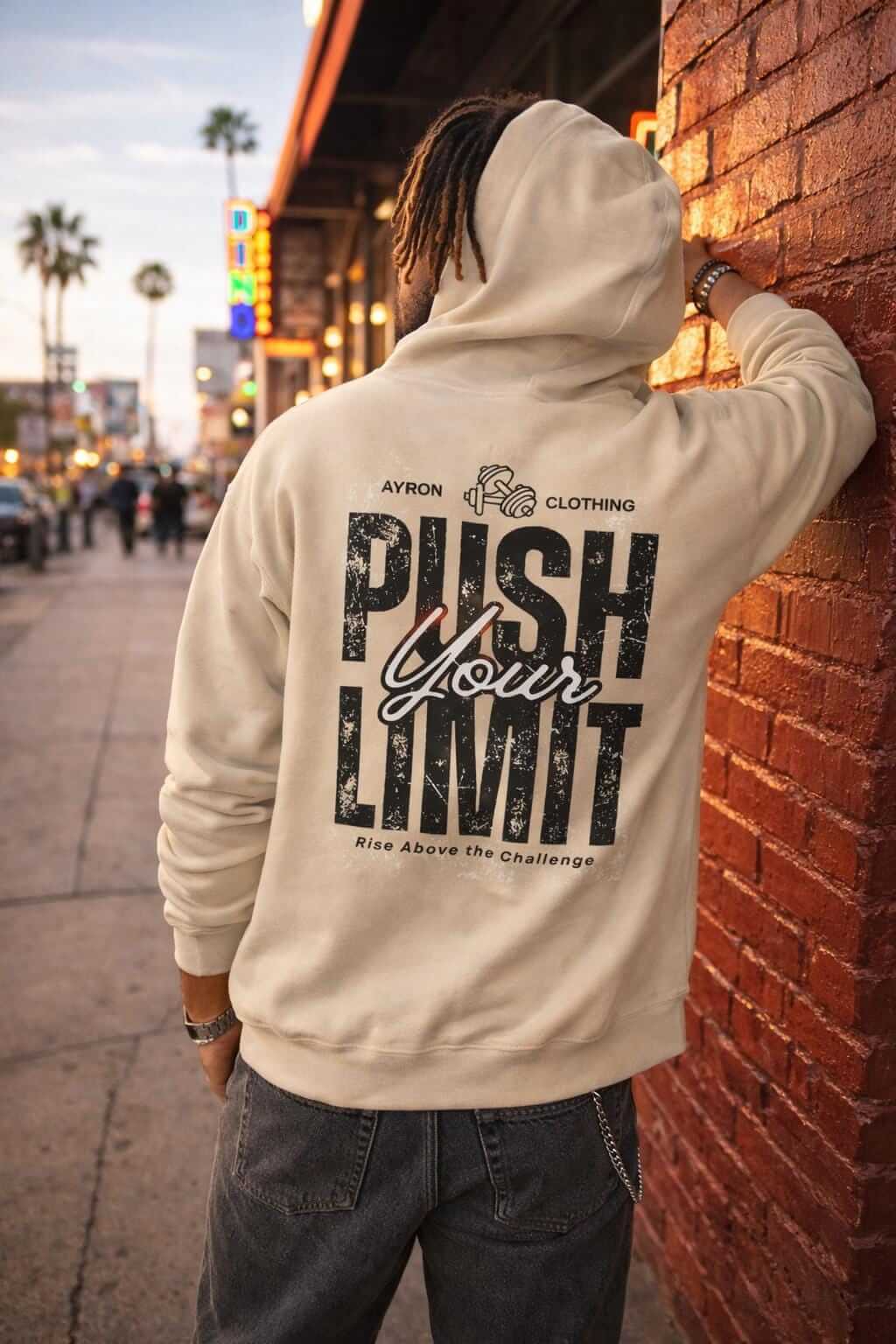 Avyron Clothing push your limit motivational typography hoodie