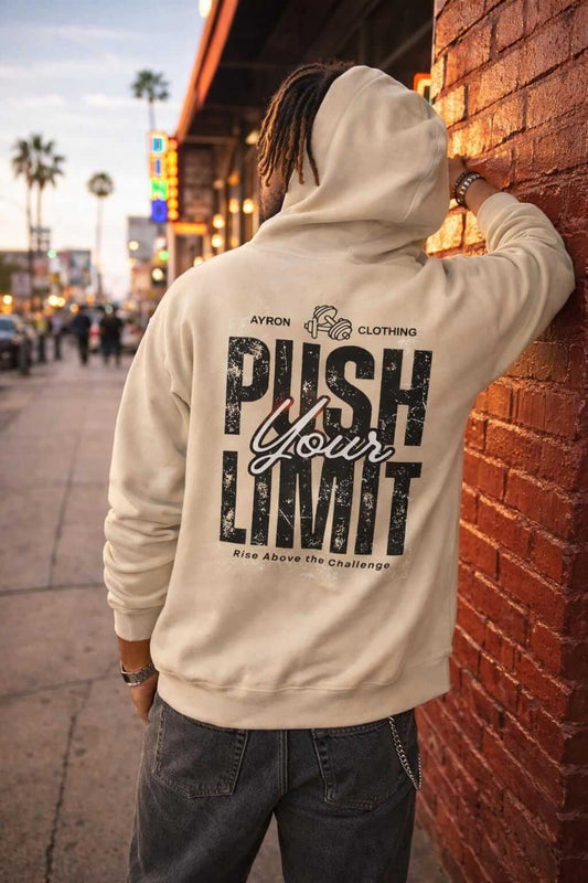 Avyron Clothing push your limit motivational typography hoodie