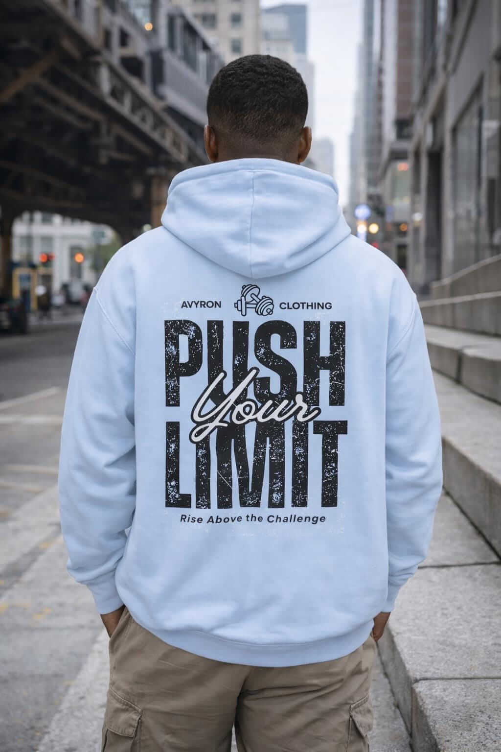 Avyron Clothing push your limit motivational typography hoodie