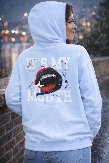 Avyron Clothing sassy girl script lip graphic back print hoodie