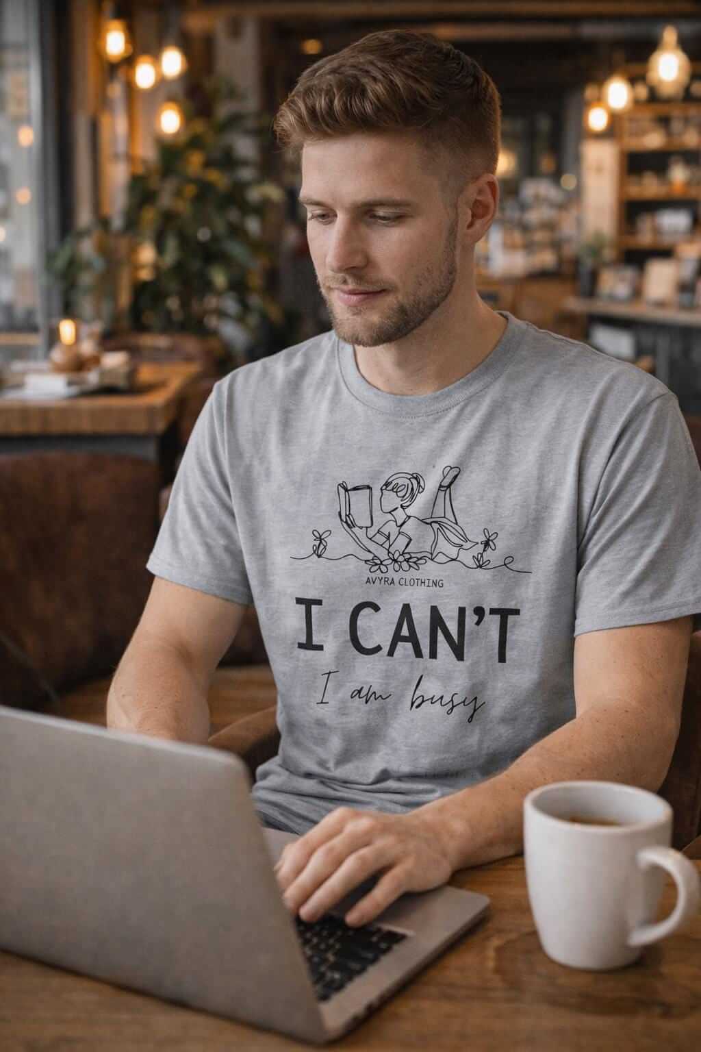Avyron Clothing reading cat illustration funny slogan t-shirt