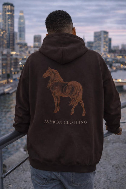 Avyron Clothing brown horse equestrian graphic hoodie
