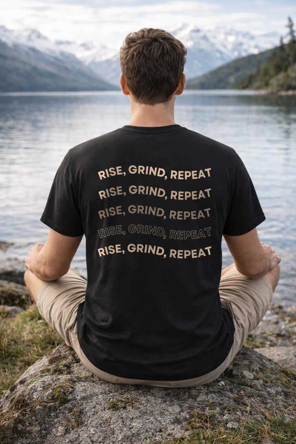 Avyron Clothing rise grind repeat motivational graphic tee