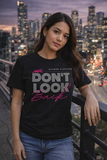 Avyron Clothing don’t look back retro script typography tee