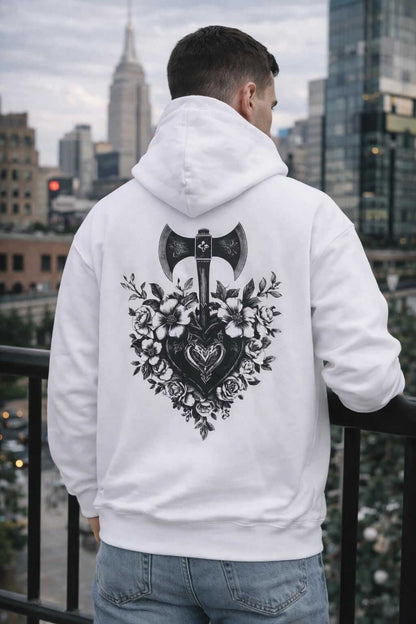 Avyron Clothing floral heart dagger hoodie back print design