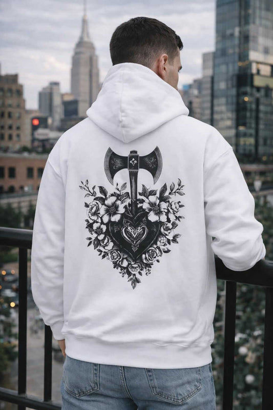 Avyron Clothing floral heart dagger hoodie back print design