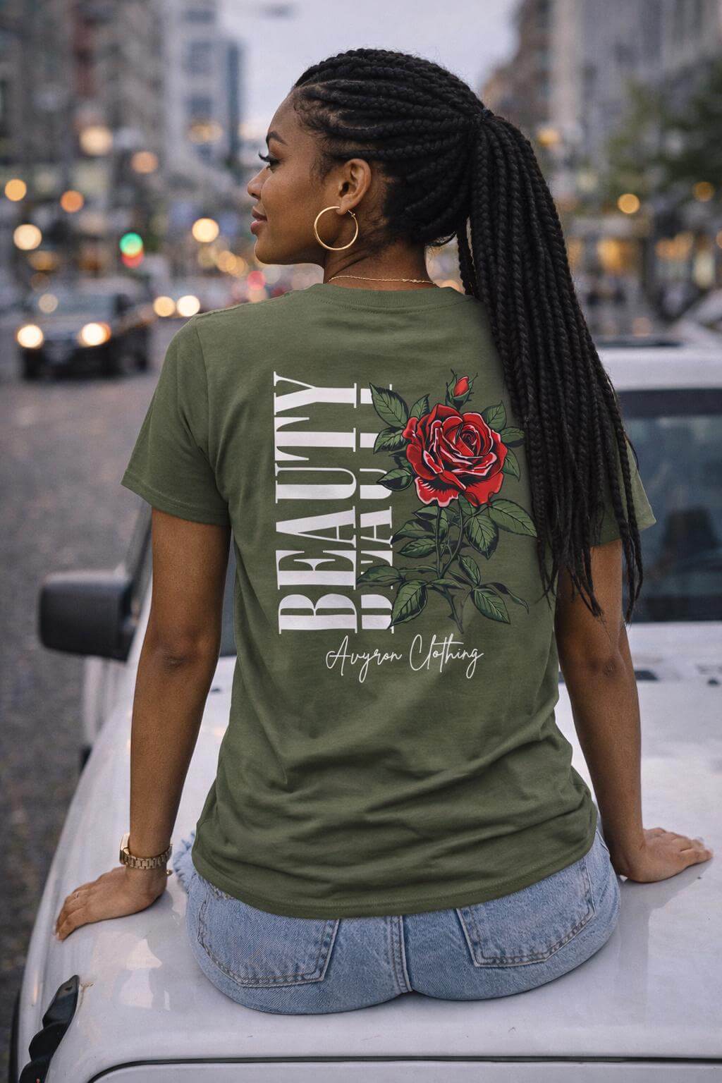 Avyron Clothing red rose floral back print t-shirt