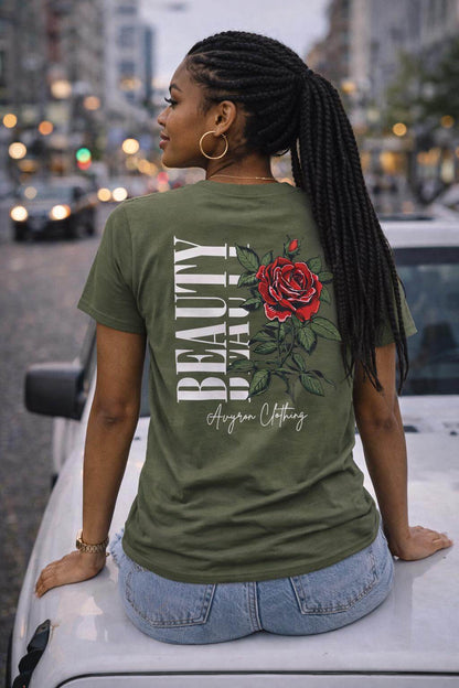 Avyron Clothing red rose floral back print t-shirt