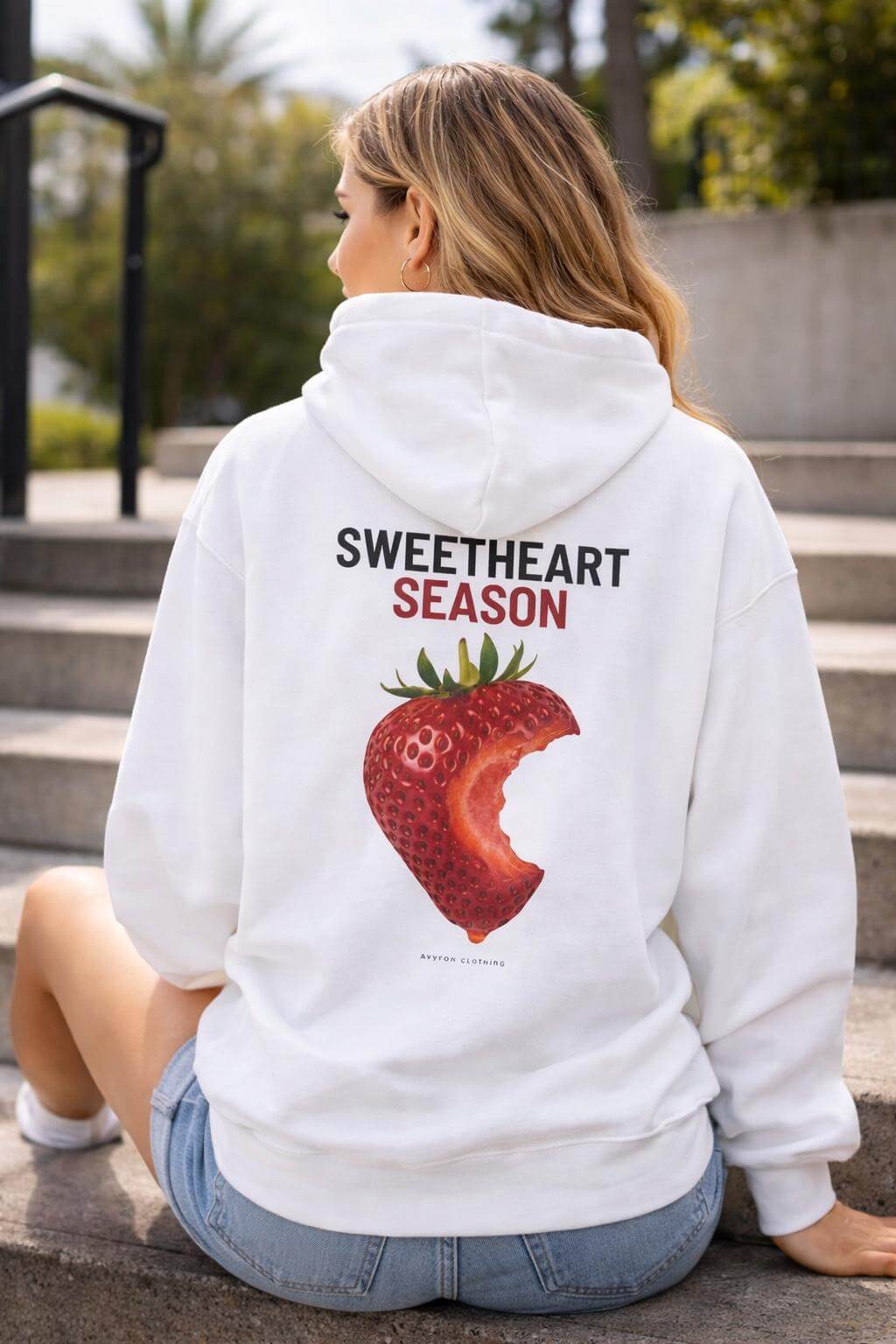 Avyron Clothing strawberry bite heart graphic hoodie