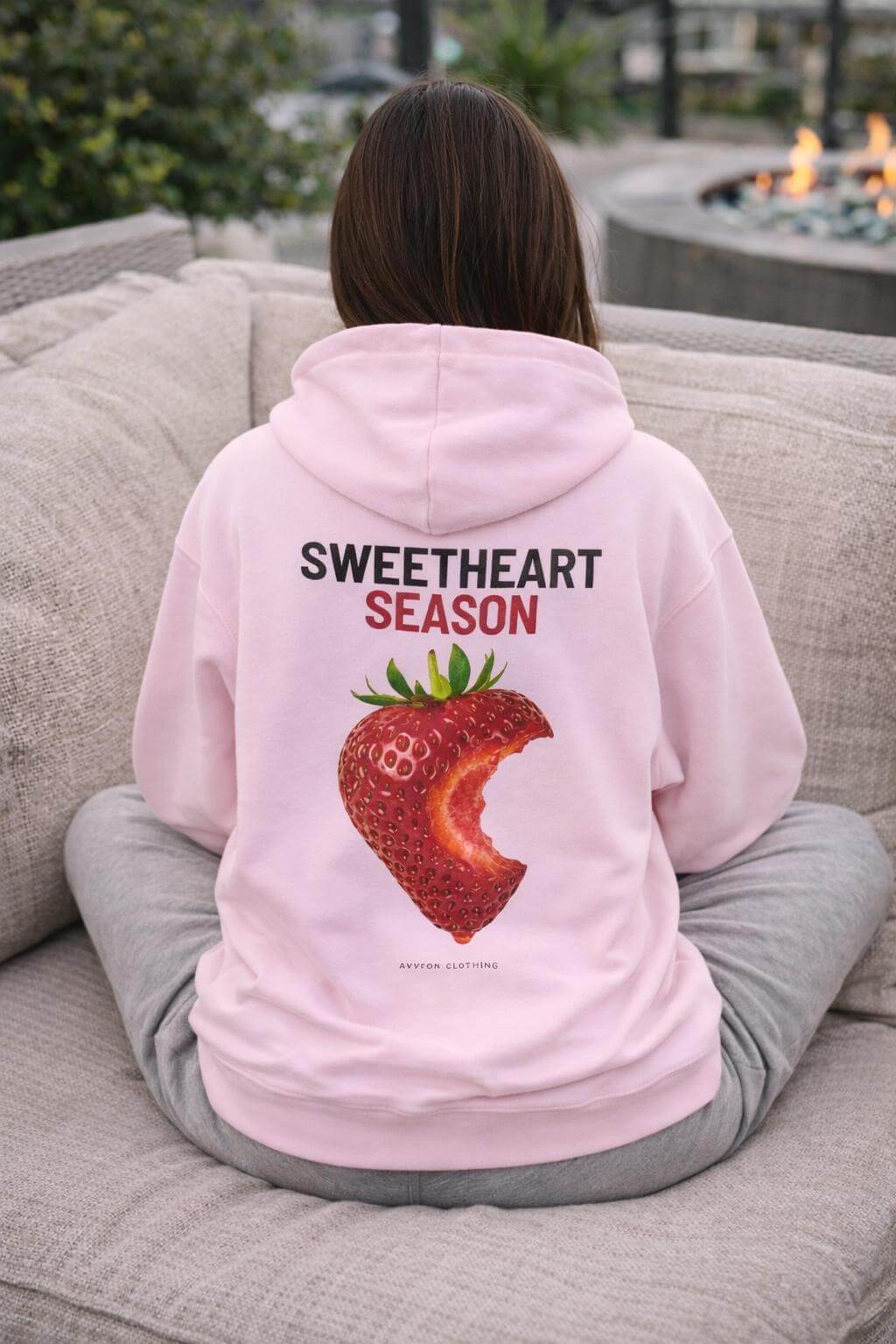 Avyron Clothing strawberry bite heart graphic hoodie