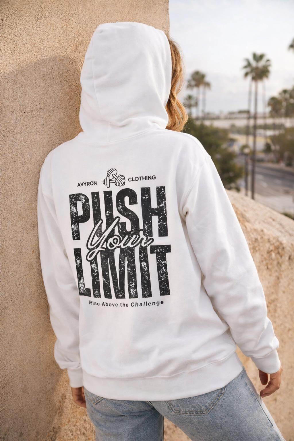 Avyron Clothing push your limit motivational typography hoodie