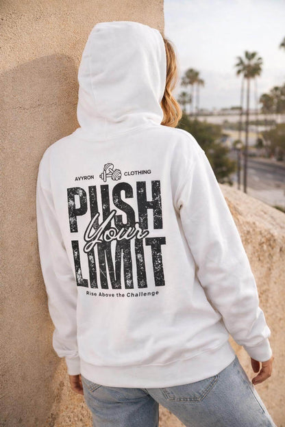 Avyron Clothing push your limit motivational typography hoodie