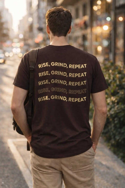Avyron Clothing rise grind repeat motivational graphic tee