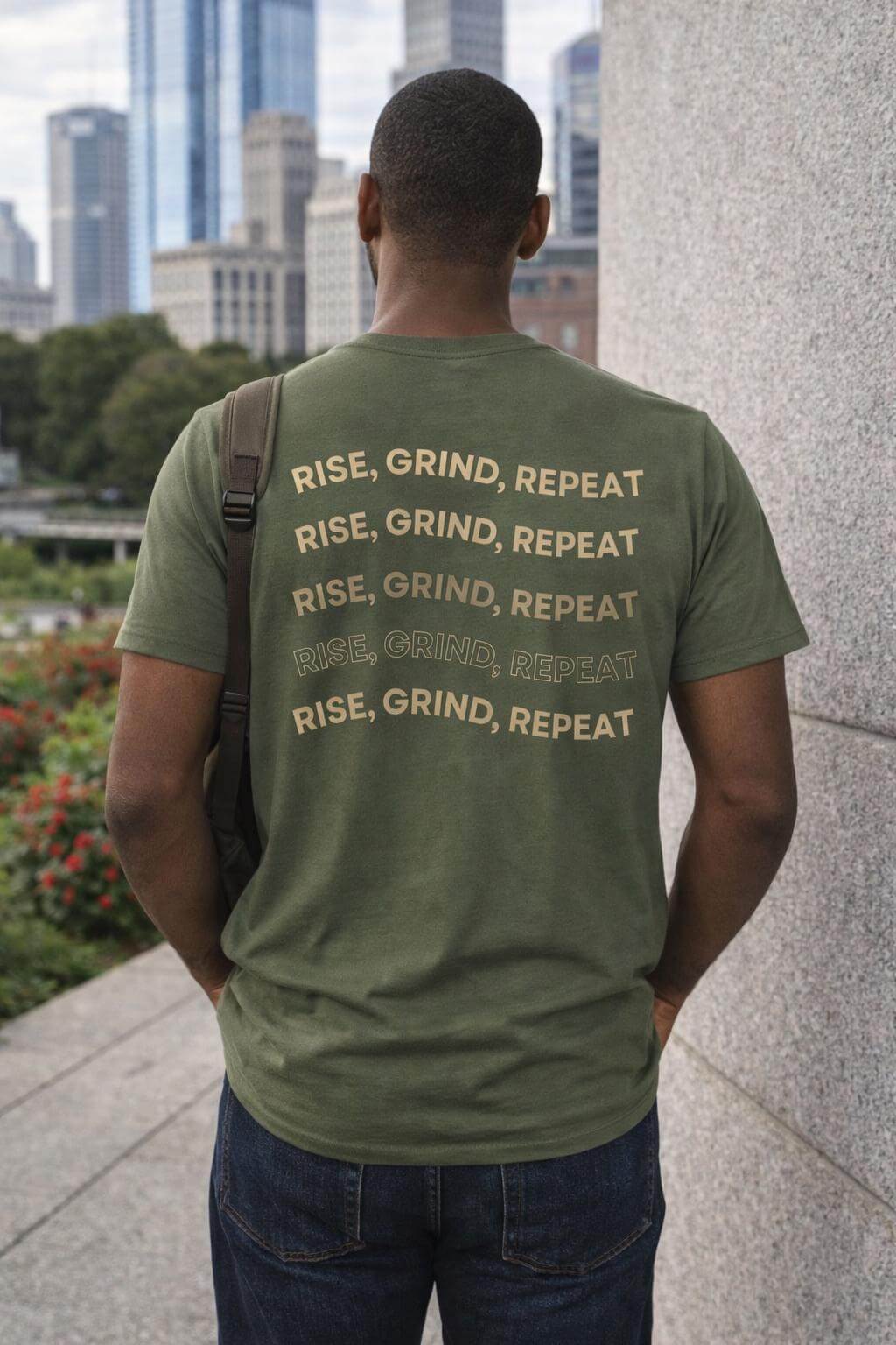 Avyron Clothing rise grind repeat motivational graphic tee