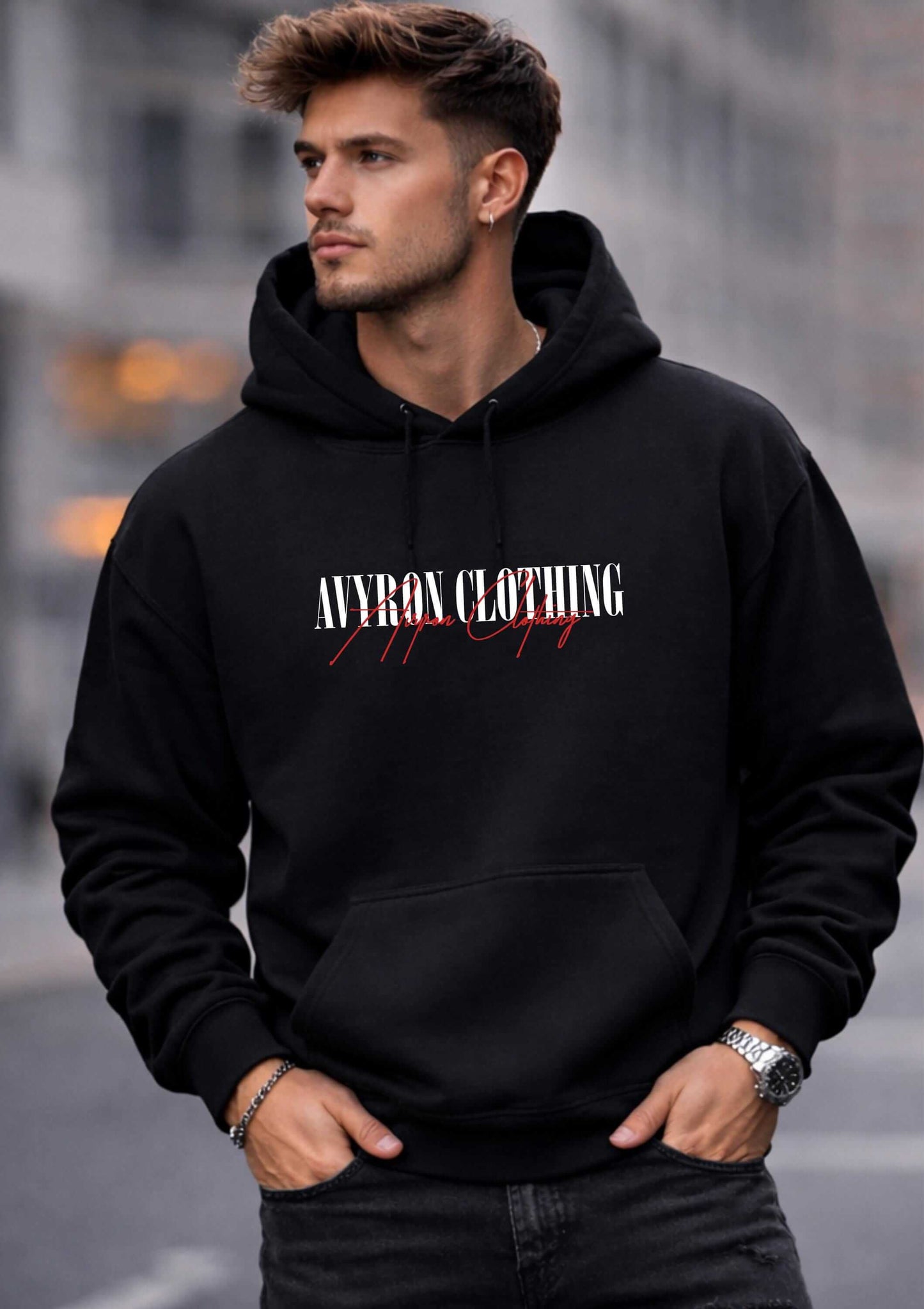 Avyron Clothing wing of death angel skull roses graphic hoodie back print