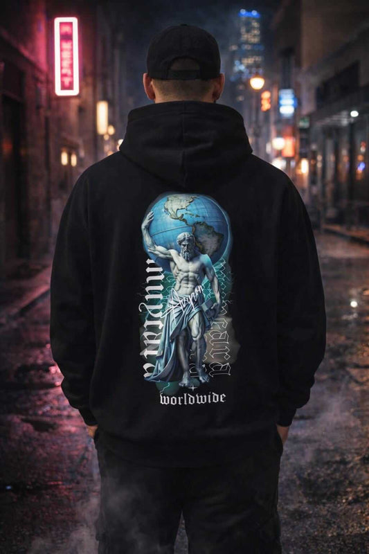 Avyron Clothing atlas statue graphic hoodie