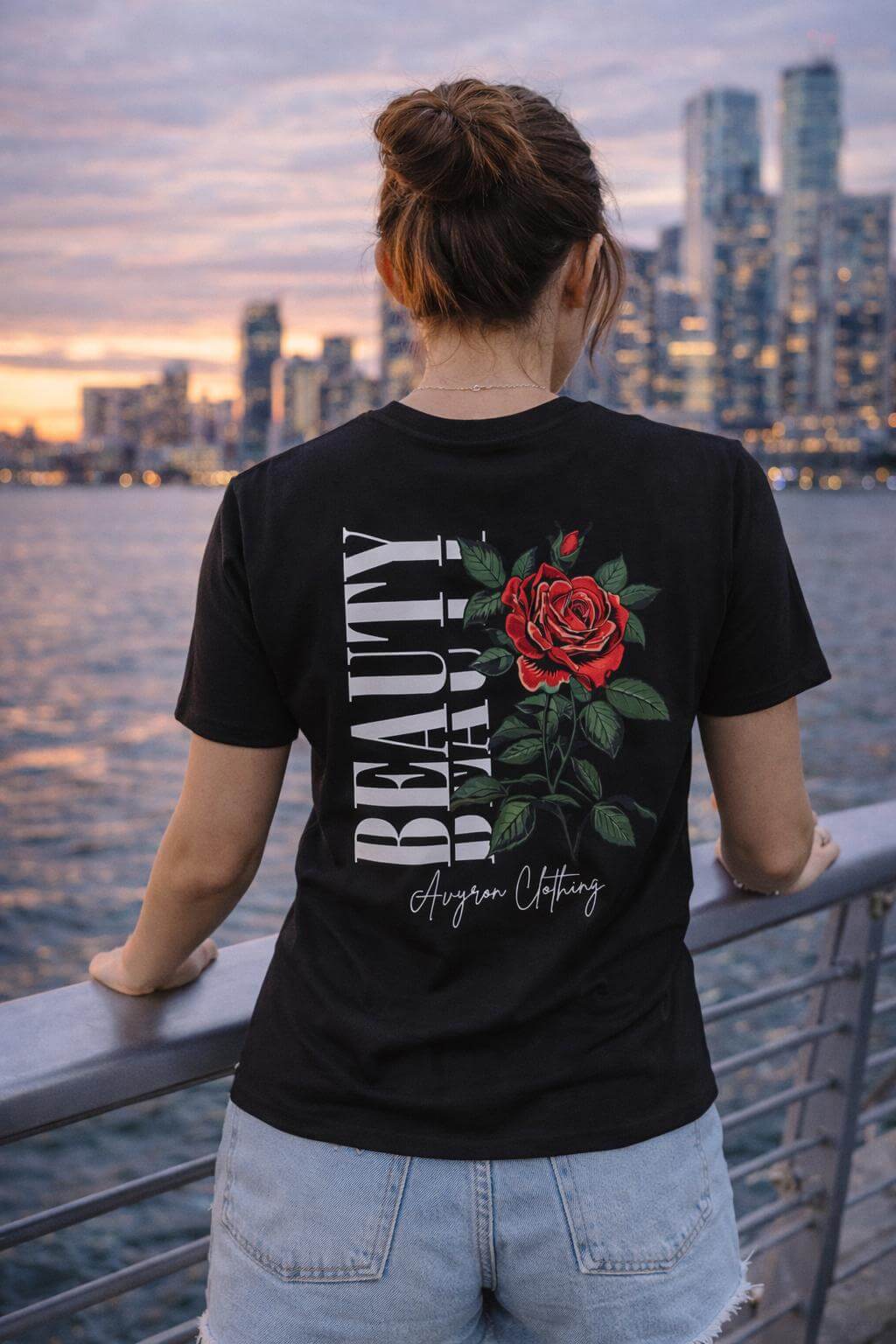 Avyron Clothing red rose floral back print t-shirt