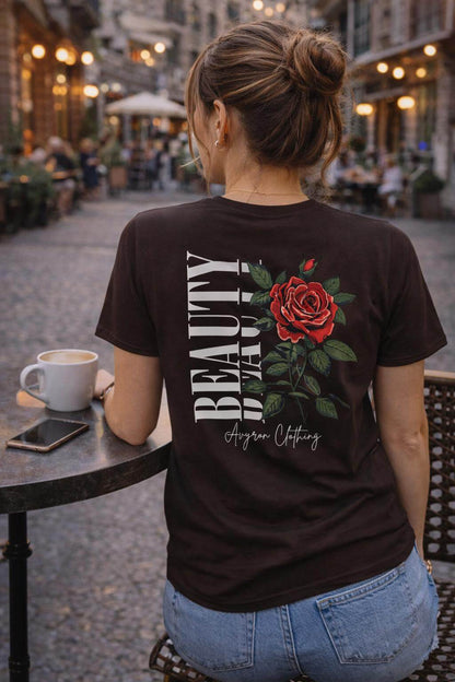 Avyron Clothing red rose floral back print t-shirt