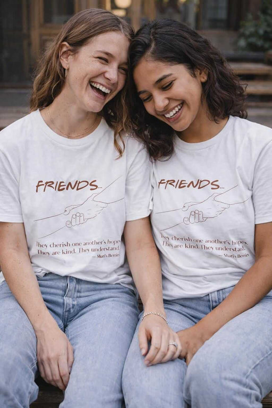 Avyron Clothing friends script minimalist quote t-shirt