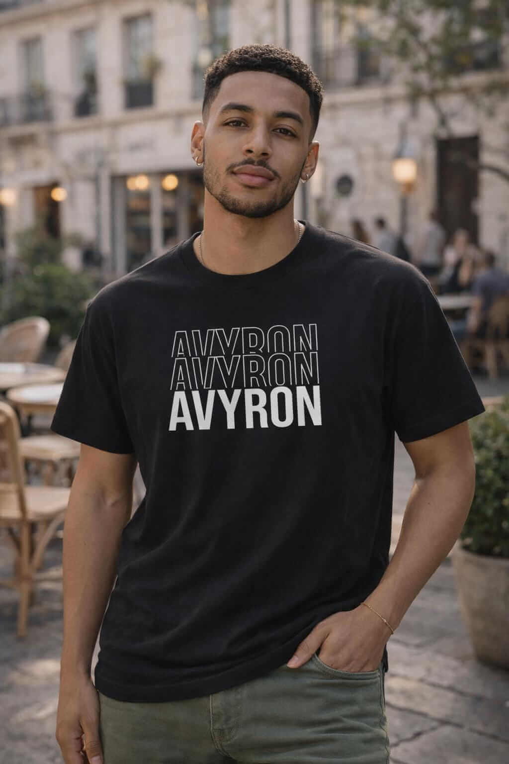 Avyron Clothing repeat logo black graphic t-shirt